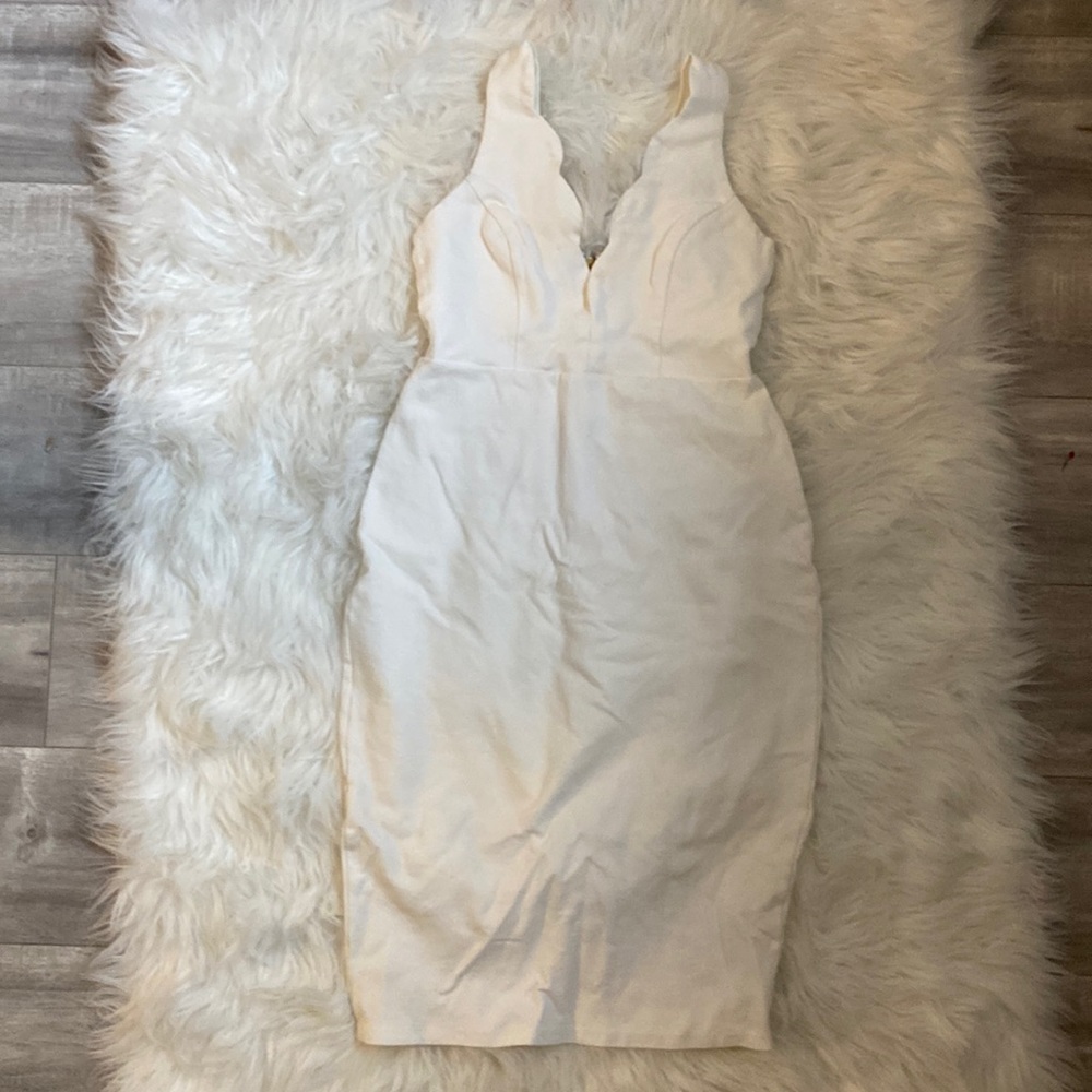 V neck white dress